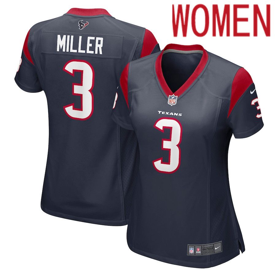 Women Houston Texans #3 Anthony Miller Nike Navy Player Game NFL Jersey